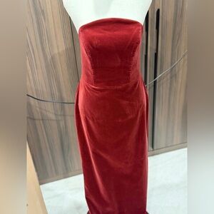 Michael Costello Strapless Red Velvet Dress